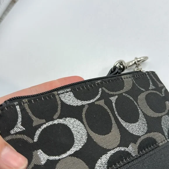 Coach Black Logo Monogram Wristlet Bag Purse Clutch - Picture 6 of 16